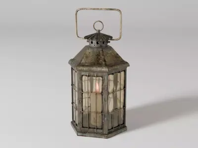 Rusty brass candle lantern 3D model