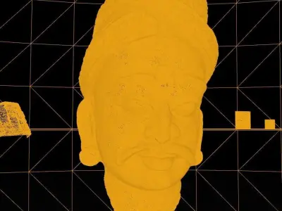 Indian Men Bust - Cement Sculpt - Wall Mural 3D model