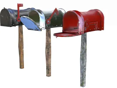 Old Mailboxes Collection Lowpoly 3D Model Pack