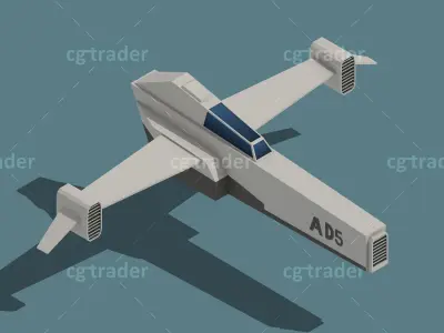 Low Poly Space Ship Isometric Icon Low-poly 3D model