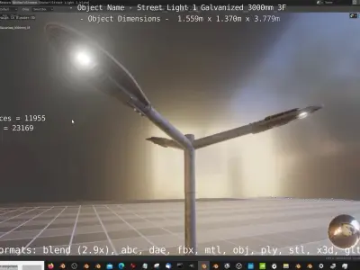 Street Light 1 Galvanized 3000mm 3F Low-poly 3D model