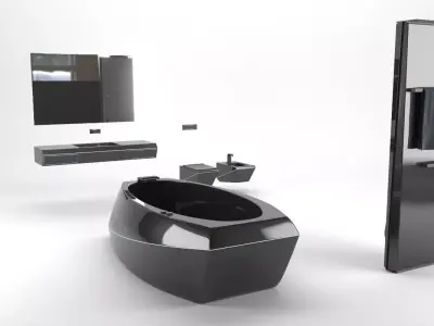 Futuristic Bathroom Furniture Set 3D model