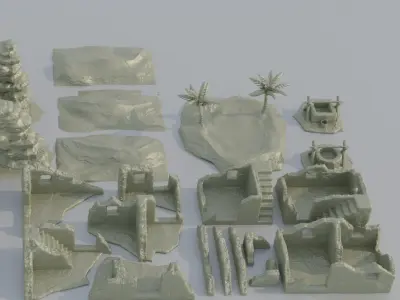 Desert Environment Pack 80 different STL  Tabletop Terrain 28 mm 3D print model