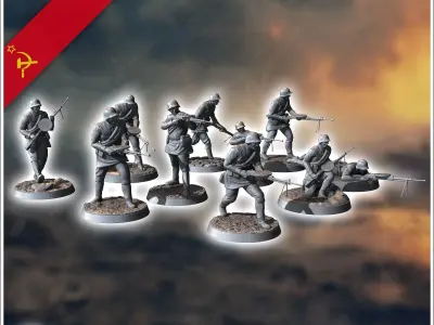 Set of 10 WW2 LMG Soviet soldiers with Degtyaryov DP-27 8 - Sovi 3D print model