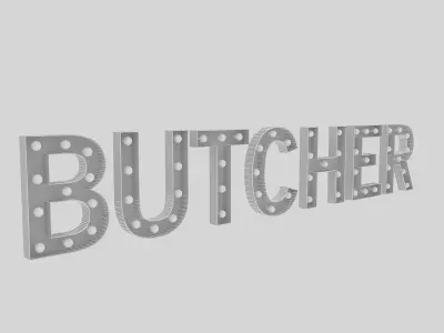 Butcher Sign With Bulb Low-poly 3D model