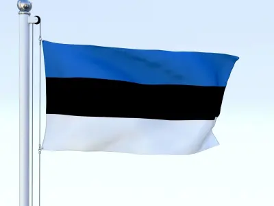 Animated Estonia Flag Low-poly 3D model