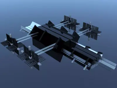 Space Station Spaceship Solar SciFi 3D model