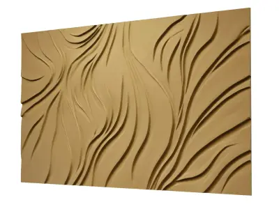 Modern wavey Relief Panel Wall Decor Set STL Mural CNC 329 3D model
