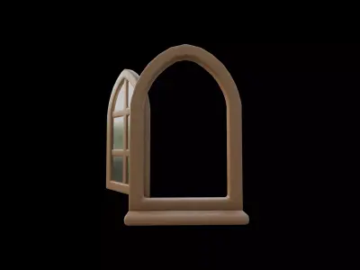 PBR low poly cartoon style window model Series 02 Low-poly 3D model