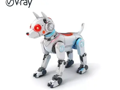 LED Lit Robot Dog model pack with neon strips and dynamic lig... Low-poly 3D model