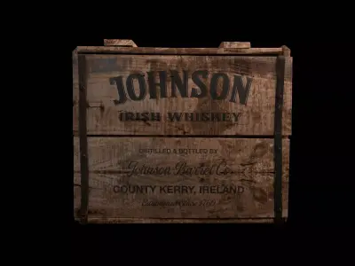 Vintage Wooden Whiskey Crate 3D model