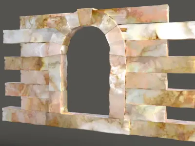 Arched stone window with blocks Free 3D model