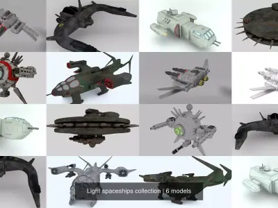 Light spaceships collection 3D Model Pack