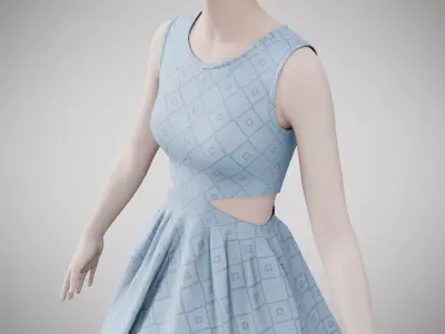 Dress 33 Light Blue Low-poly 3D model