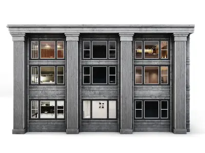 Tenement Building Ground Floor Low-poly 3D model