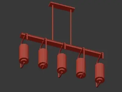 Holden 5 Light Aged Brass Linear Pendant 3D model