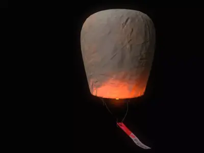 Chinese sky lantern Low-poly 3D model