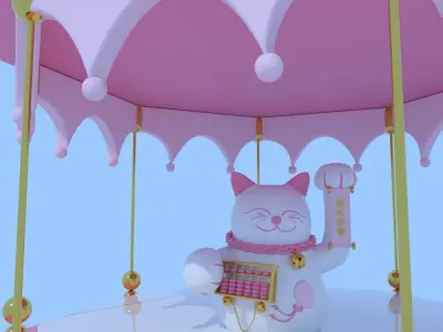 Music Box Lucky Cat 3d model 3D model