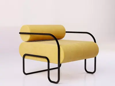 FABRIC YELLOW CHAIR Free 3D model