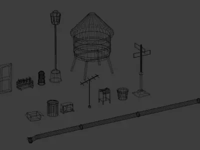 Street props Free low-poly 3D model purchase