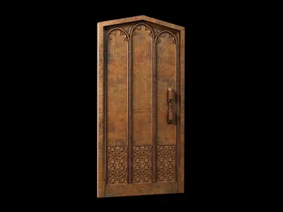 Medieval Gothic Wooden Door 3D model