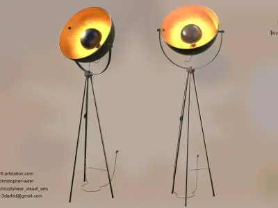 Floor Designer Lamp Industrial Low-poly 3D model