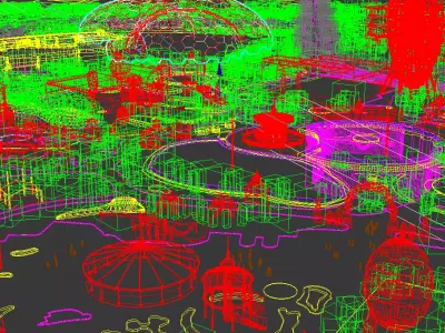 Large Outdoor Amusement Park 3D model