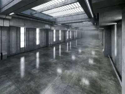 Cinematic Brutalist Hangar - Cinematic Environment - 001 Low-poly 3D model