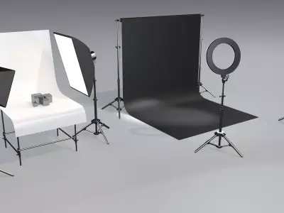 Professional Photostudio asset pack equipment 3D 3D model