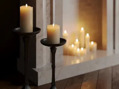 Dark Neoclassic interior scene 3D model