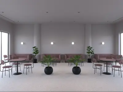 Slope Cafe Interior Scene 3D model