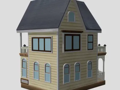 American Style Cottage - Town House Model Low-poly 3D model