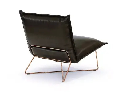 Earl leather lounge chair on metal frame 3D model