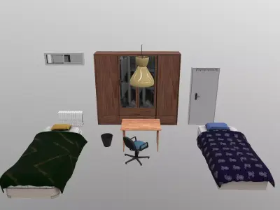 Bedroom Set cabinet with door and drawers 3D model