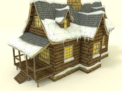 Low Poly Winter House Low-poly 3D model