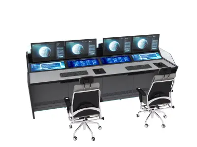Control Room Desk 09 3D model