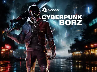 Cyberpunk Borz Robot Low-poly 3D model