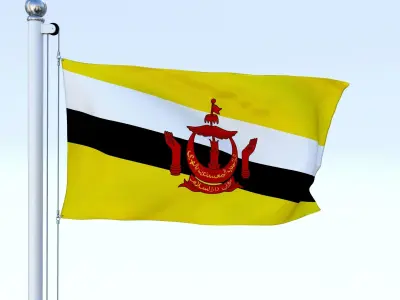 Animated Brunei Darussalam Flag Low-poly 3D model