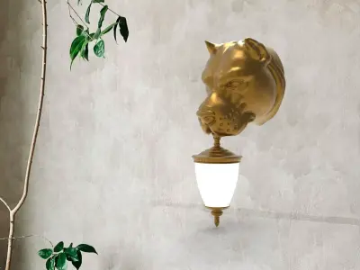 dog Head Wall Lamp 3D print model 2