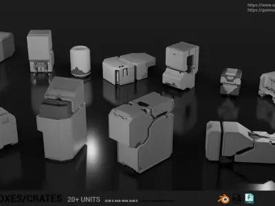 SCI-FI BOXES KIT 3D model