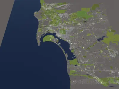 San Diego 50x50km 3D City Map 3D model
