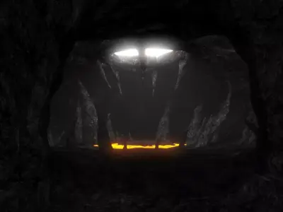 Cavern entrance to cave Low-poly 3D model