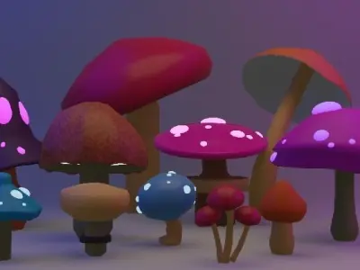 Mushroom light Low-poly 3D model
