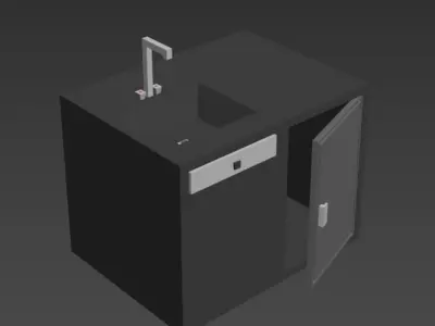 Kitchen room low poly Low-poly 3D model