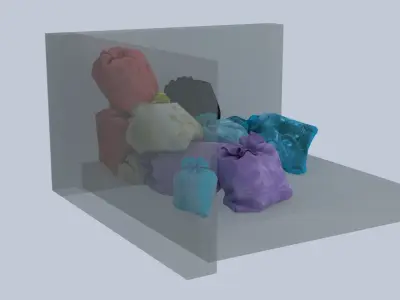 Small Garbage bags pile in interior street corner 3D model