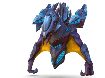 Low Poly Alien Cyborg Trooper Soldier UFO Low-poly 3D model