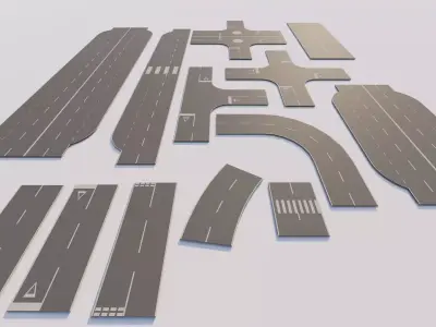 Road Pack - Extended-City Roads 3D model 4
