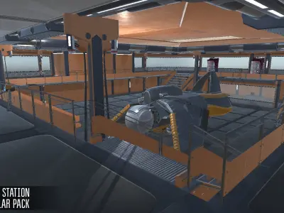 Sci-fi station - modular pack Low-poly 3D model