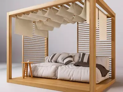 Modern Outdoor Pergola Vray Render Ready 3D model