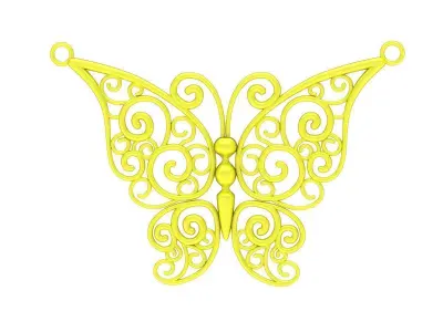 Elegant Filigree Butterfly Pendant 3D Jewelry Model 6627 3D print model